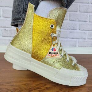 ⭐Converse Chuck 70 Plus Glitter Hi Size 8.5 Women's Shoes Sneakers Gold A08176C⭐